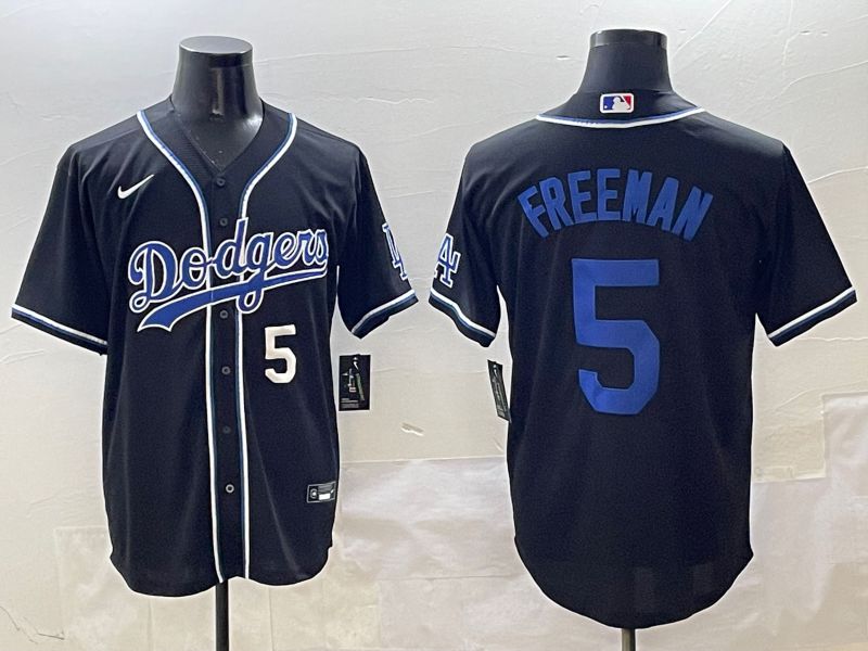 Men 2025 Los Angeles Dodgers 5 Freeman Black Three generations Fashion Nike MLB Jersey style 9